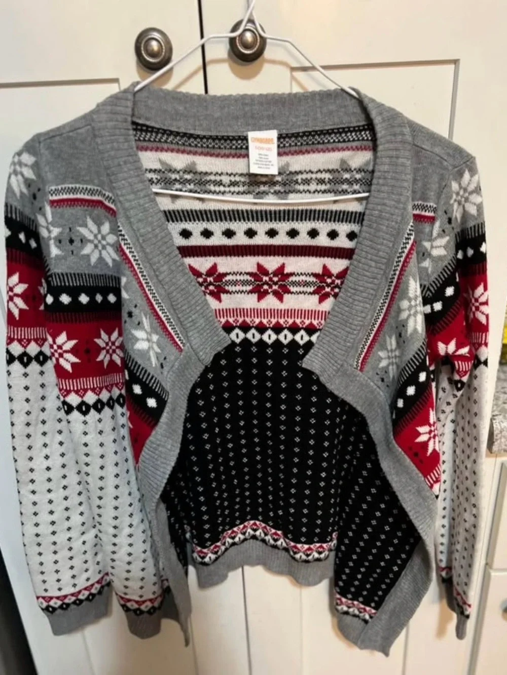 Gymboree Gray, Red, Black & White Fair Isle Cardigan